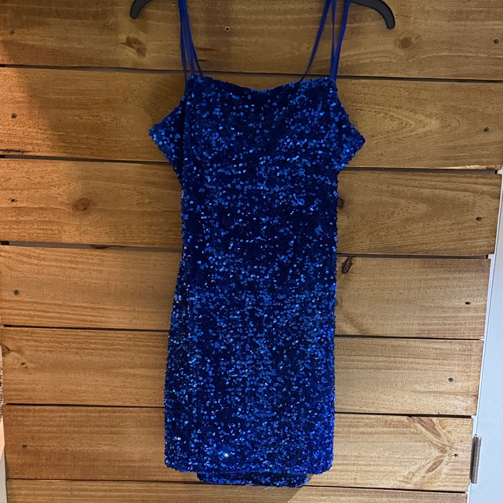 Beautiful Blue Sequin Homecoming Dress